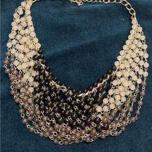 Elegant Multi-Layered Black and Cream Necklace